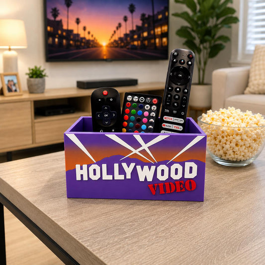 Retro Hollywood Video Remote Holder | TV Remote Organizer | Video Store Decor | 90s Nostalgia Gift | Home Theater Storage