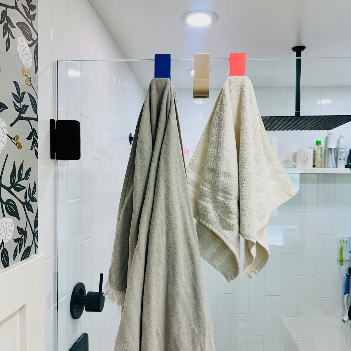 2 Pack Glass Shower Hook – Fits 3/8" & 1/2" Glass | Any Color