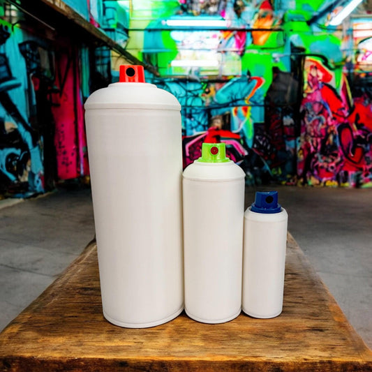 Blank Spray Paint Can – Customizable Art Piece & Storage – 3D Printed – 7 Caps, 3 Sizes