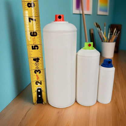 Blank Spray Paint Can – Customizable Art Piece & Storage – 3D Printed – 7 Caps, 3 Sizes