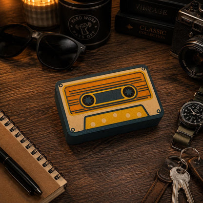 Retro Cassette Tape Storage Box | 3D Printed Sliding Lid Organizer | Stash Box, Guitar Pick Case, Fishing Tackle & EDC Storage