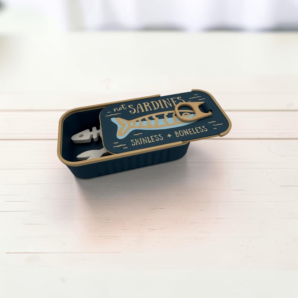 Sardine Tin Jewelry Organizer – 3D Printed Catch-All with Fish Jewelry Holders