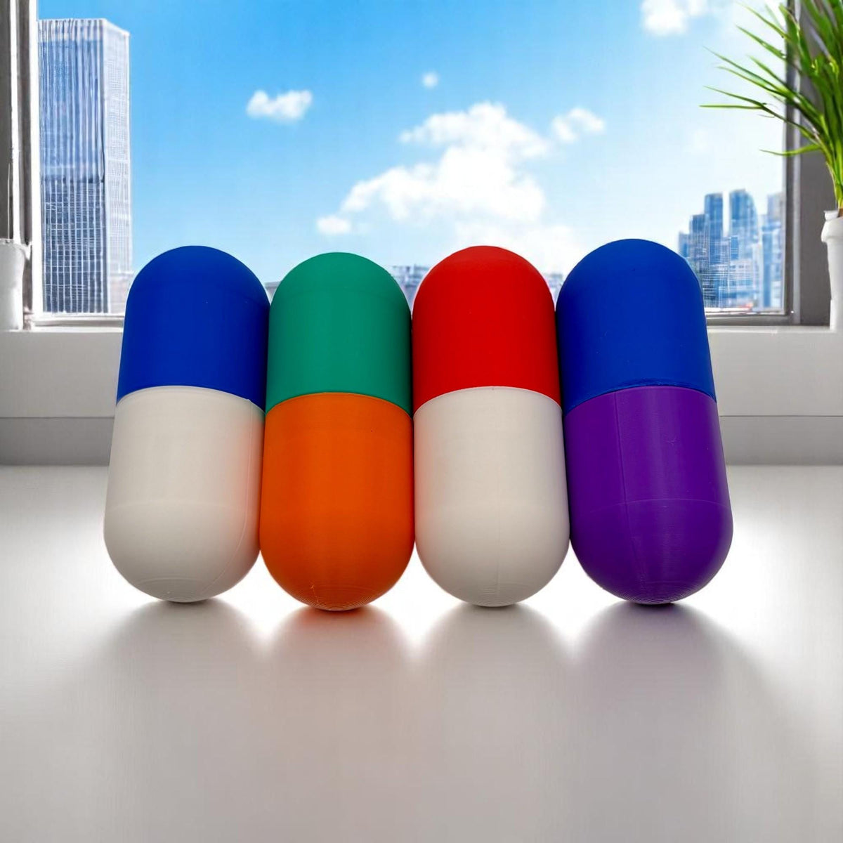 3D Printed Pill Shaped Container – Custom Colors – 5" Capsule Storage Box