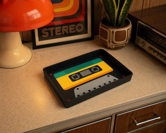 Retro Cassette Tape Catch All Tray | 80s Decor Organizer Tray | Vintage Mixtape Desk Tray | Key Bowl | Gift for Music Lovers